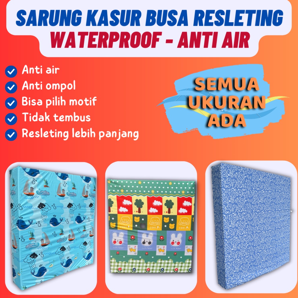 CHEKOUT|| Sarung Kasur Resleting Waterproof Anti Air / Sarung Kasur Busa Inoac Waterproof / Sprei Wa
