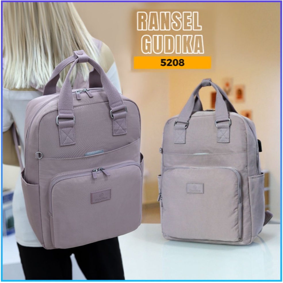 Best Seller| GUDIKA 5208 - Tas Ransel Laptop Wanita Kekinian Import Original Terbaru Bahan Nilon Wat