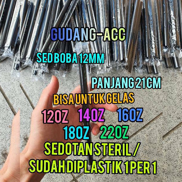 (Q♫V5») PIPA SEDOTAN PLASTIK 12MM 21CM BUBBLE BOBA COCHOC STERIL RUNCING LURUS ISI 250 PCS Xiboba 12