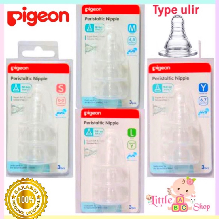 READY ORIGINAL Pigeon Slim Neck Peristaltic Nipple Isi 2 3 (Nipple Saja) / Nipple ulir pigeon
