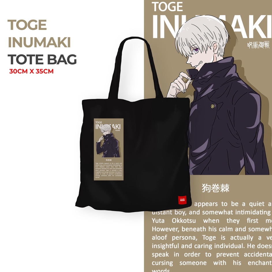 TERLARIS TOTE BAG KANVAS JUJUTSU KAISEN TOGE INUMAKI GOJO SATORU ANIME SUKUNA • PRA.23Jn23ᴴ
