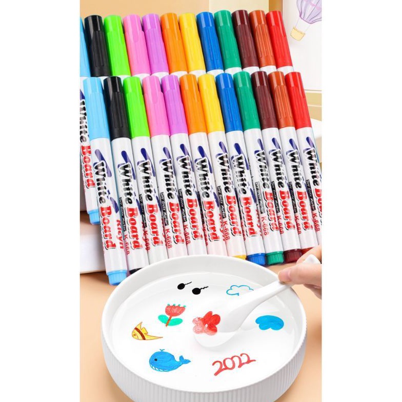 

hj6846 SPIDOL AJAIB mengapung di air isi 12 Pcs / Magic Marker Floating Pen Water / Mainan Spidol Air / White Board Marker / Sepidol warna warni ☋COD