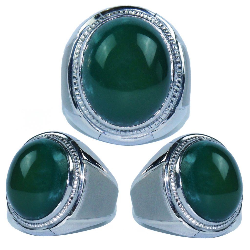 Cincin Monel Doff Natural Chrome Calchedony Ijo Botol Collector Item