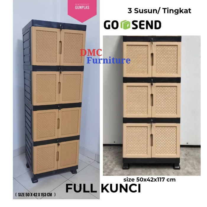 Terlaris Lemari Plastik 4 Susun Full Kunci Lemari Baju Plastik 3 Gunplas