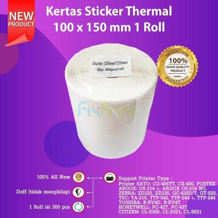 

Terlaris Kertas Resi Label Thermal Barcode Roll Ukuran A6 100X150Mm Isi300 Pcs