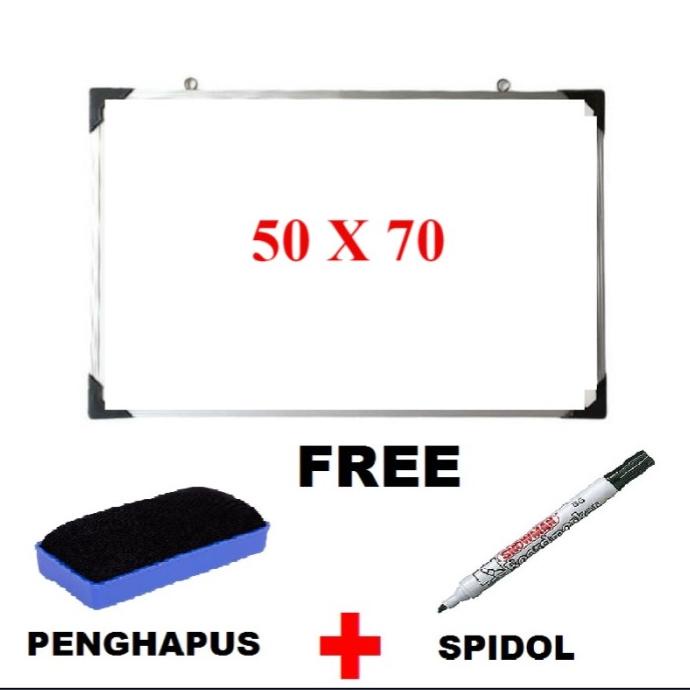 

Papan Tulis White Board Ukuran 50 x 70 CM Free Penghapus+Spidol (COD)