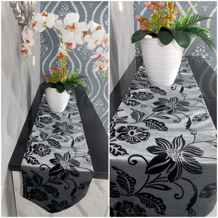 Taplak Meja Makan /Taplak Meja Panjang Minimalis Modern Grey 1