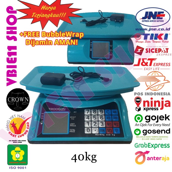 Timbangan Digital 40kg Troodon (Dapat Input Harga)