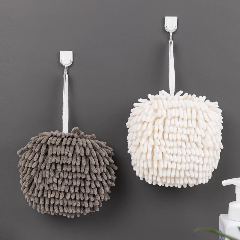 Holiven Handuk Tangan Chenille Gaya Jepang Gantung Besar Penyerap Dapur Handuk Tebal Masukkan Saputangan Kamar Mandi Bola Tangan