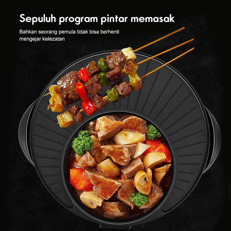Holiven Panci Panggangan Hotpot Shabu-Shabu Elektrik Multifungsi Gaya Korea 34cm