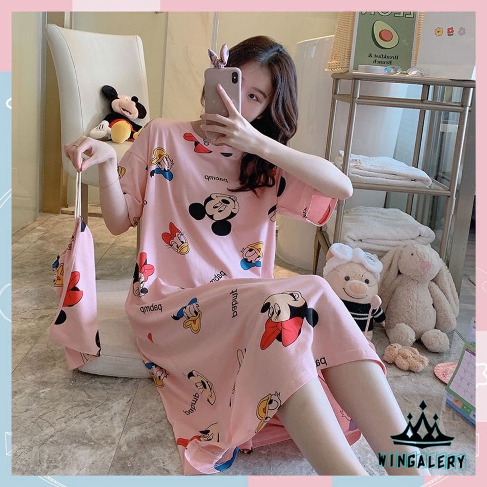 PALING DICARI WINGALERY  Daster  Wanita Import Daster Lucu Motif Korea Baju Tidur  Wanita  Fit to XX