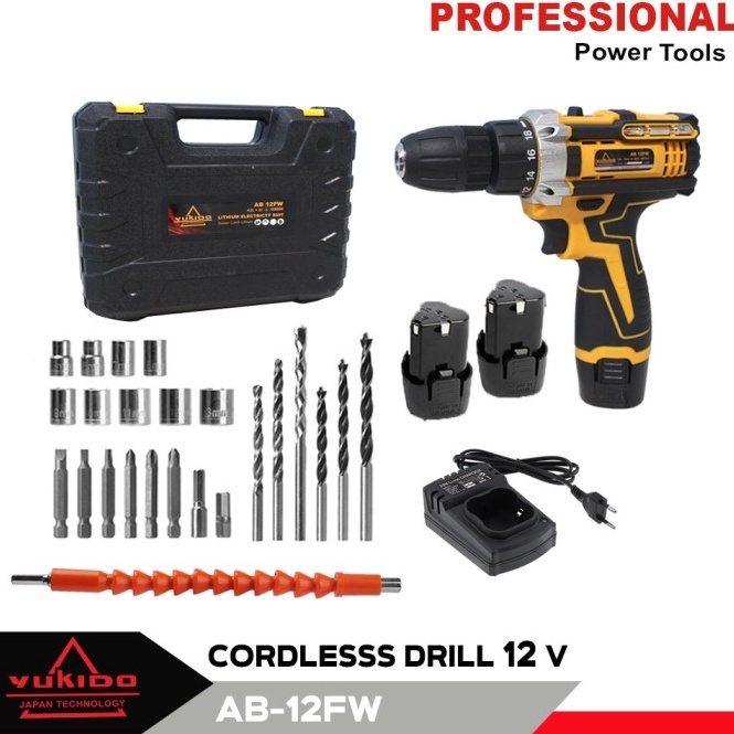 READY|| PROMO Mesin Bor Tangan Cordless Drill 12volt Bor Tanpa Kabel Bor Baterai 12volt dua batrai