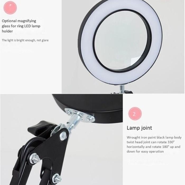 

Avpro Desk Lamp 16Cm Led Ring With 8X Magnifying Glass W Base 15Cm Wh