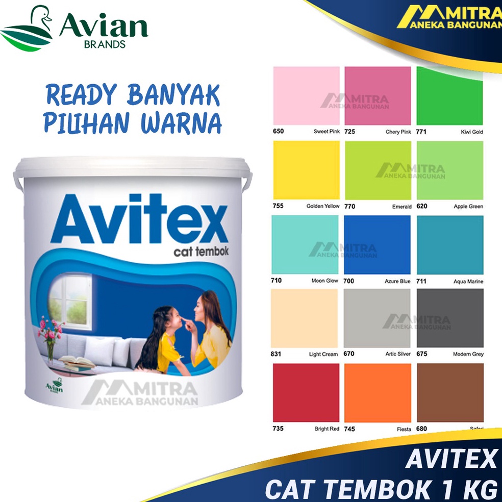 (Q✔E6-㊛) AVITEX CAT TEMBOK 1 KG / CAT DINDING INTERIOR AVIAN berkualitas