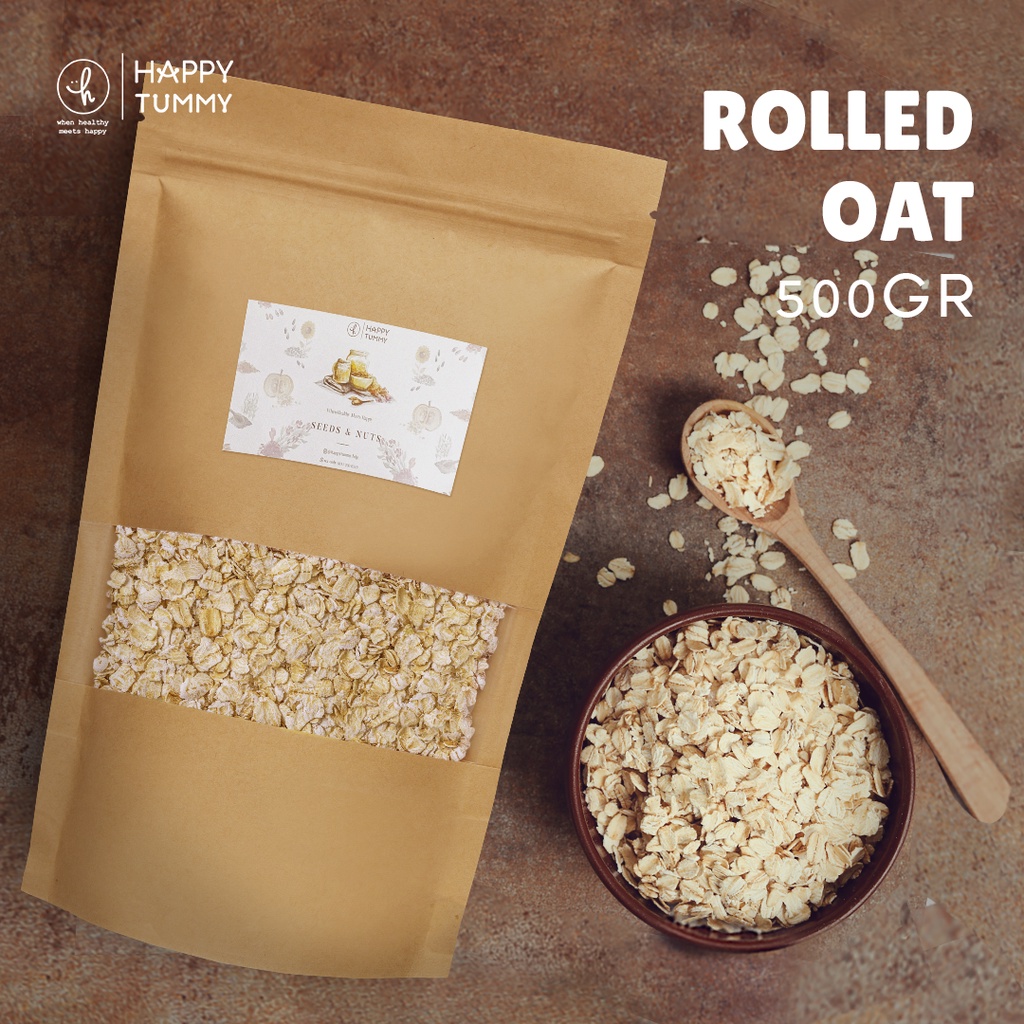 

Happy Tummy - Healthy Food Rolled Oat / Gandum Utuh / Gandum Kasar 500 gr - Granola Addict Ingredients