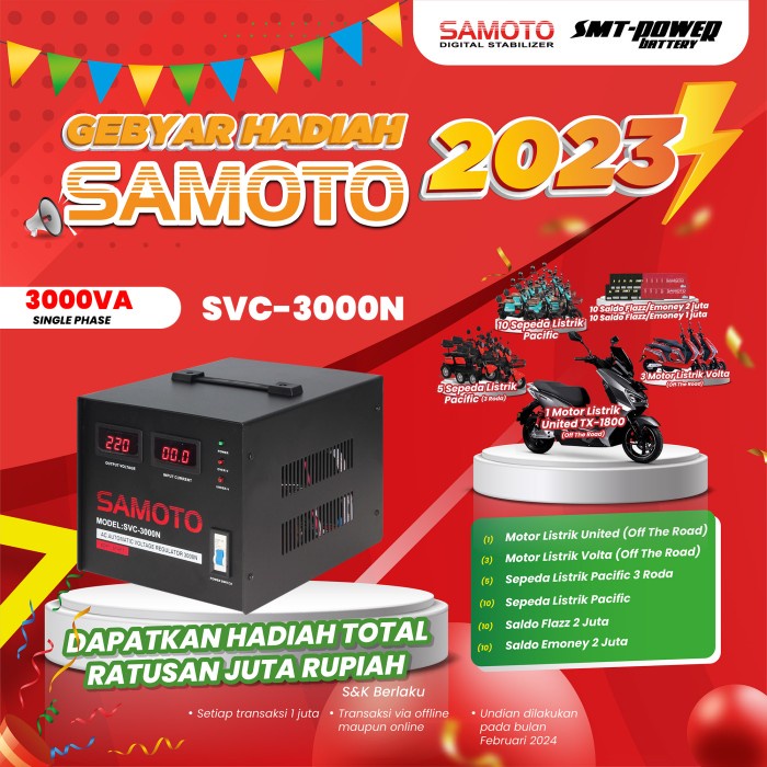 STABILIZER SAMOTO 3000VA SERVO MOTOR