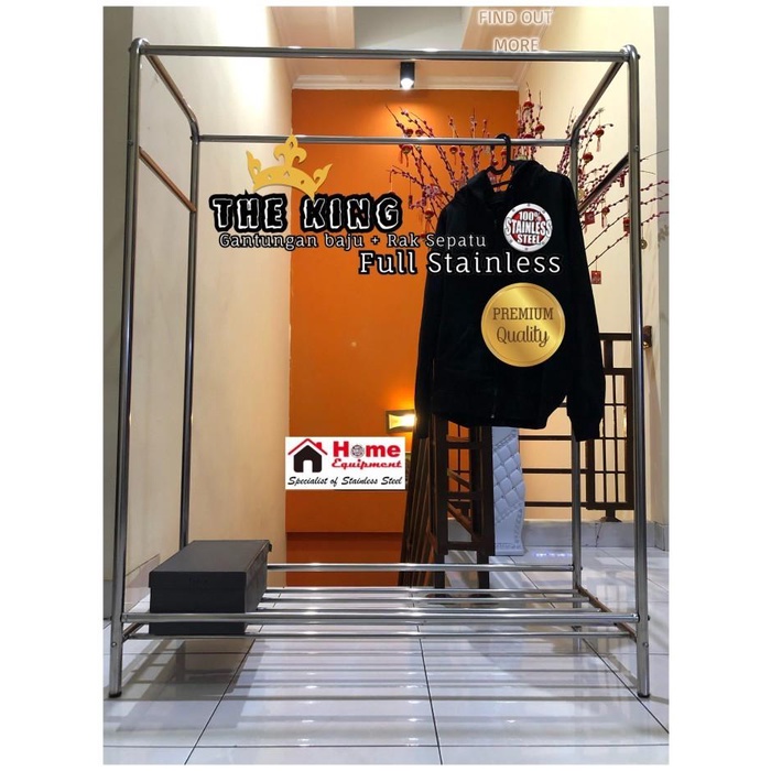 Gantungan Rak Gantung Baju/Kapstok/Rak Display Gamis/Gaun Stainless Tinggi 158Cm