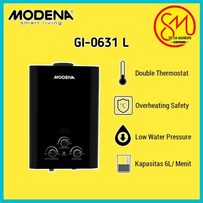 Terlaris Heater Modena Gi0631L Water Heater Gas Pemanas Air Mandi Rapido Gi 0631 L