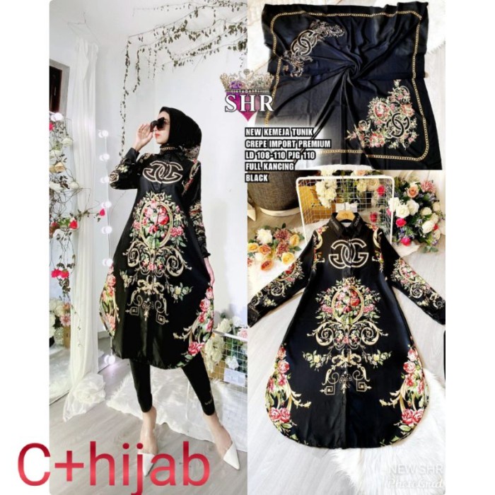 TERBARU READYORY NEW SHR3IN1SET/TUNIK+LEGGING+HIJAB GECE BUNGA PREMIUM