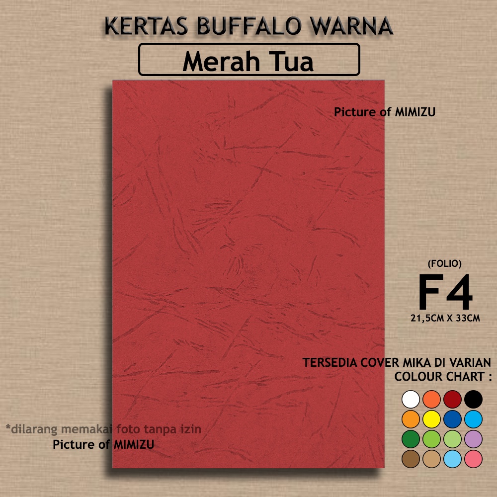 

Kertas Buffalo F4 warna Merah Tua Cover JILID SAMPUL Kertas Kambing