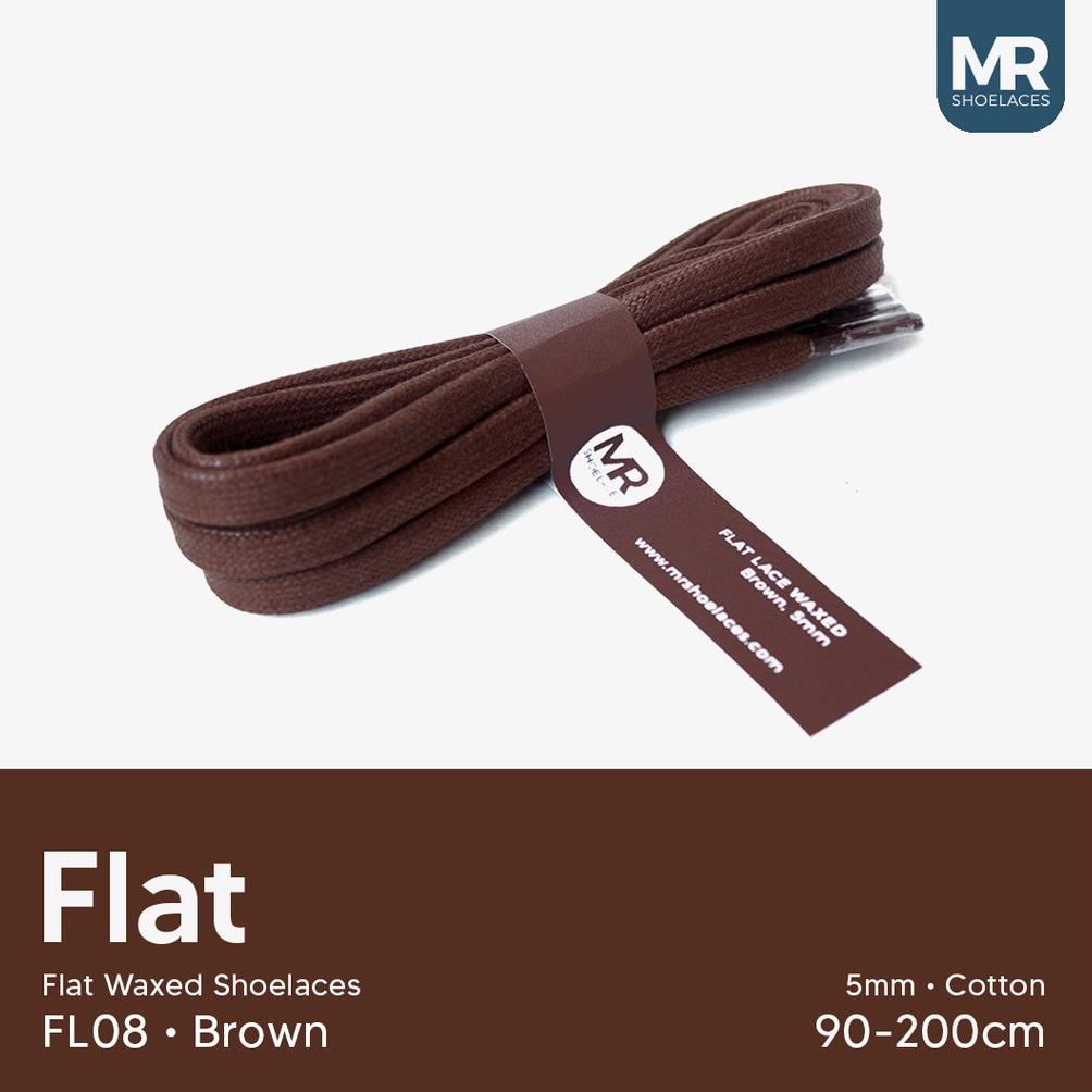 Ready Mr Shoelaces Fl Brown (Coklat) Tali Sepatu Lilin 5Mm Gepeng Flat Pipih (Waxed Laces) 90Cm 100C