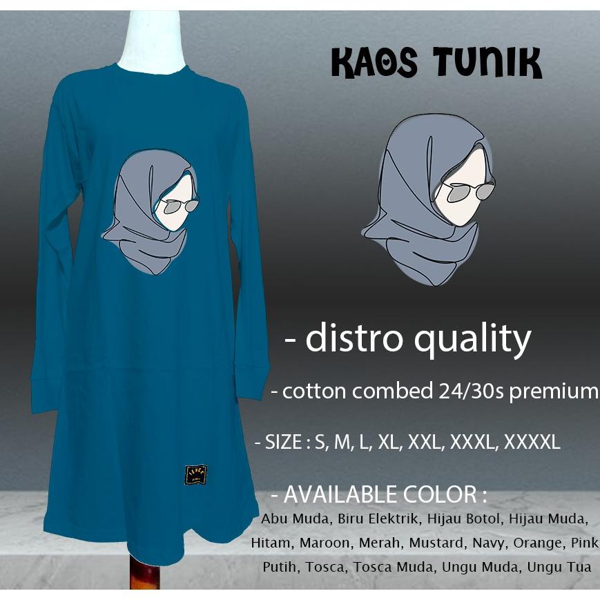 TERLARIS KAOS CEWEK WANITA MUSLIMAH TOSCA MODEL TUNIK SIZE S S-XXXL SABLON GAMBAR GADIS HIJAB BISA C