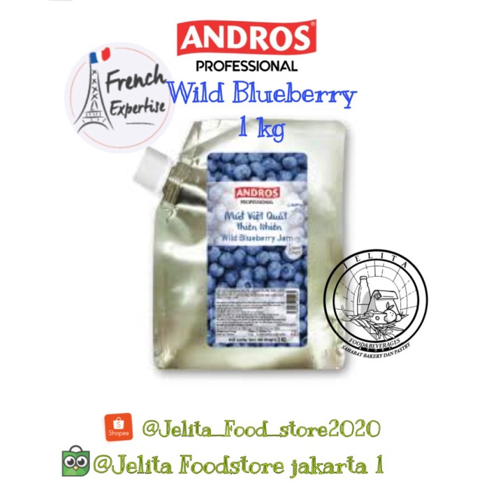

Andros Wild Blueberry Jam Doypack 1Kg - selai Blueberry