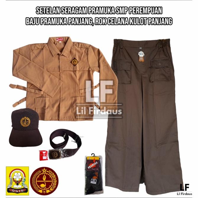 Set Pramuka Perempuan SMP/SMA - Baju Panjang Rok Celana Kulot Panjang