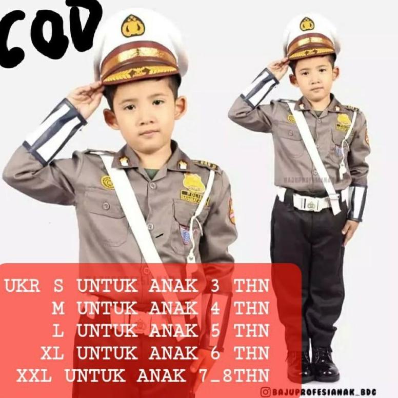BISA COD Seragam Polisi Anak/Baju Polisi Anak Laki Perempuan/Polisi Cilik Kostum Karnaval Tk Paud ba
