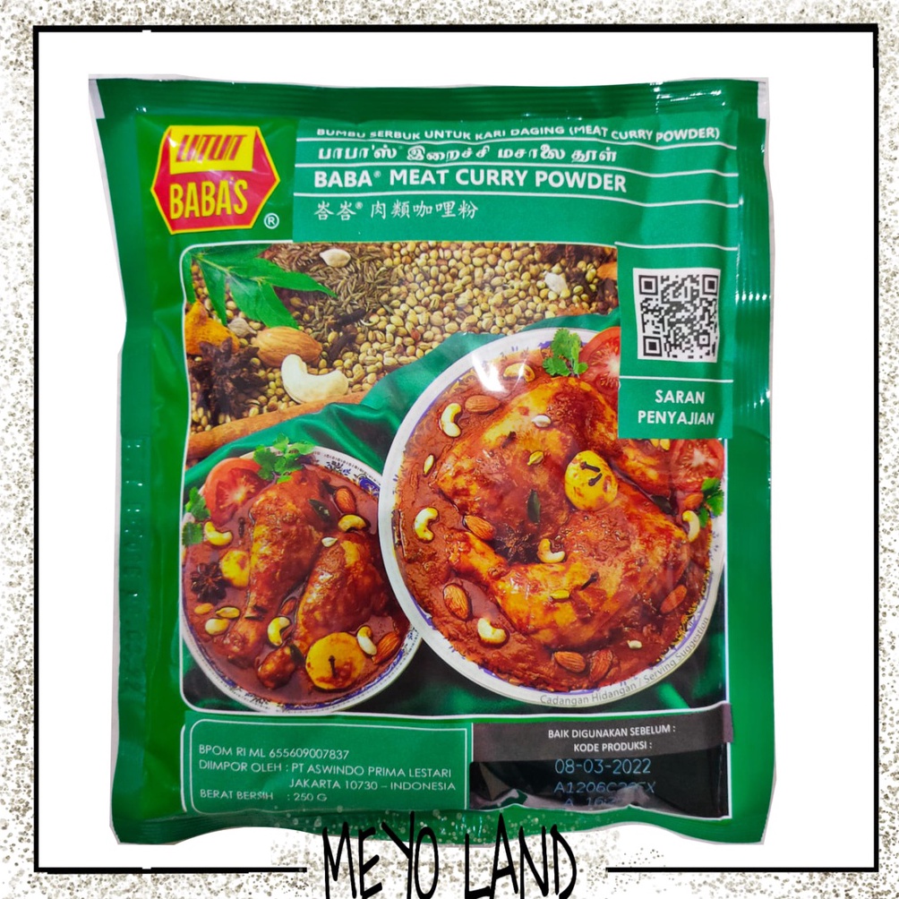 

Best seller BABA Bumbu Kari Daging Babas Baba's Meat Curry Powder 250g bubuk serbuk 250 g malaysia malay enak BHV