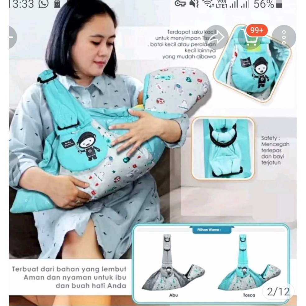 Baby Scots Baby Family Gendong Samping Motif Astonot BFG 7201