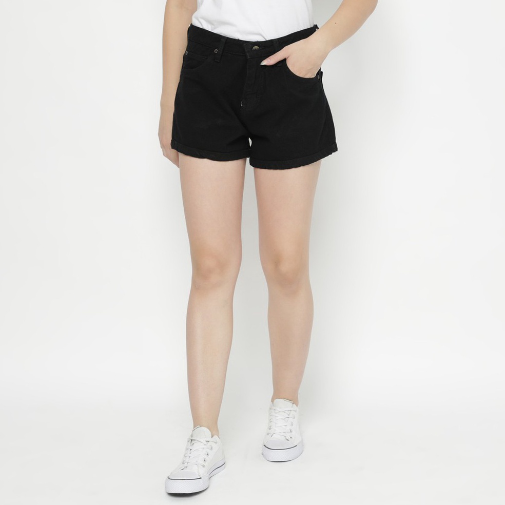 HOT SALE|| Esrocte Celana Hot Pants High Waist Jeans Wanita P10 - Hitam 26-38