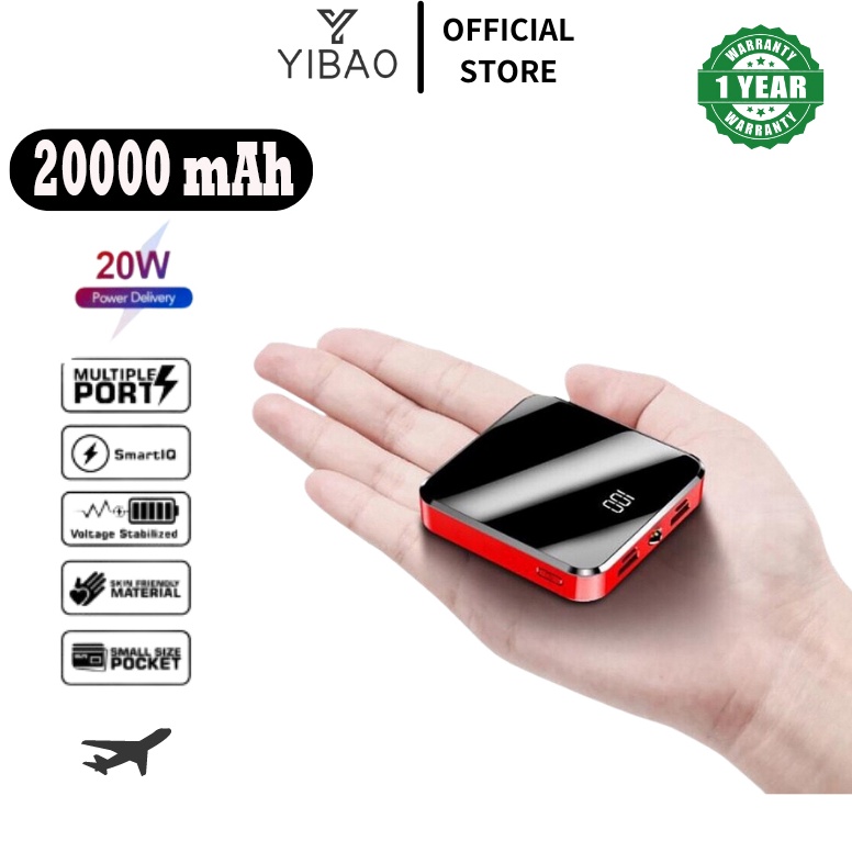 TERBARU|| YIBAO PowerBank 20000mah mini fast charging Digital Display