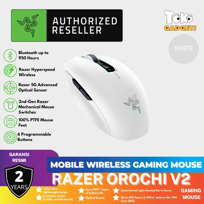 Razer Orochi V2 White - Wireless Gaming Mouse