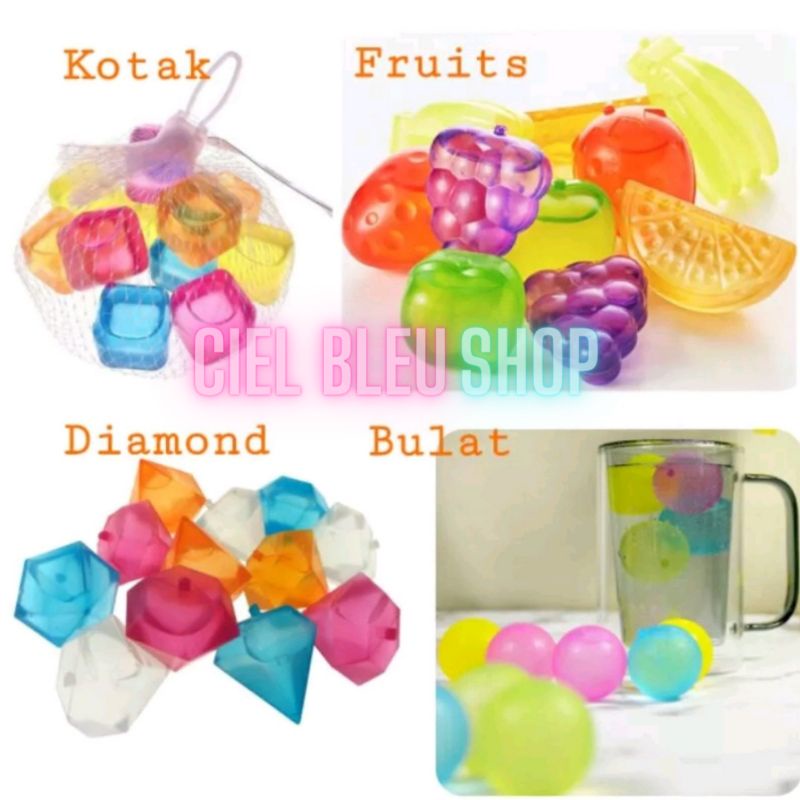 ES BATU SILIKON REUSABLE ANEKA BENTUK WARNA / SILICONE ICE CUBES