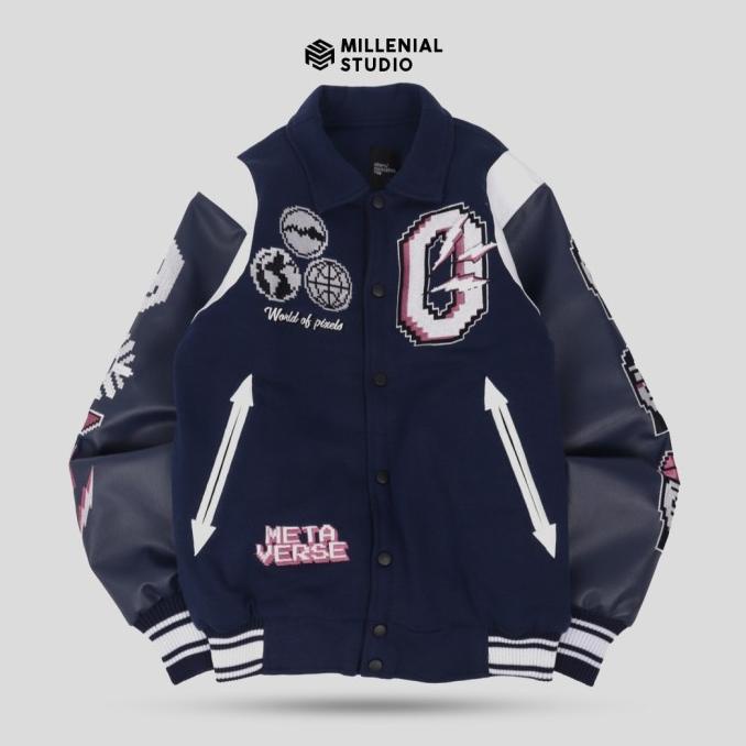 Varsity Jacket Original Metaverse Bordir Jaket Varsity Pria Unisex