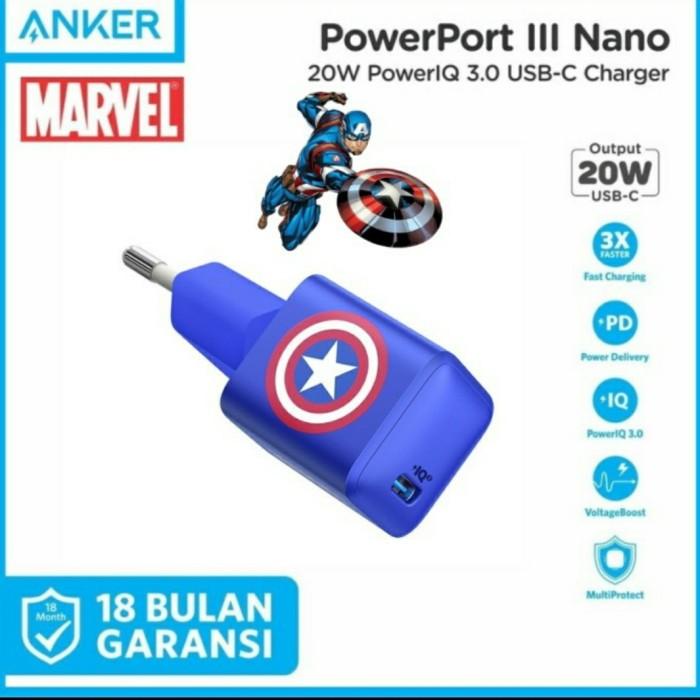Best Seller Anker Powerport Iii Nano-20W - A2633 Marvel Ed - Capt. America