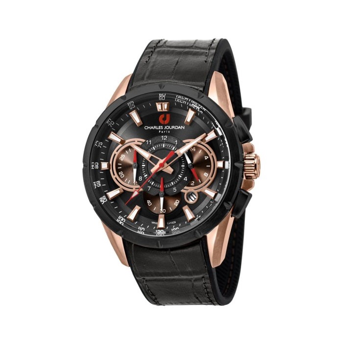 Charles Jourdan CJ1029-1532C Jam Tangan Pria Analog Brown Black