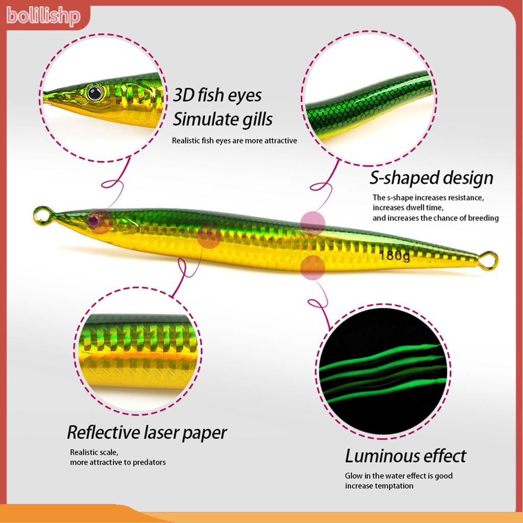 [Bolilishp] memancing Umpan 3D Fisheyes Simulasi Efek Bercahaya Reflektif Angling Memimpin Plat Besi Lure Tipe S Umpan Keras Memancing Pasokan