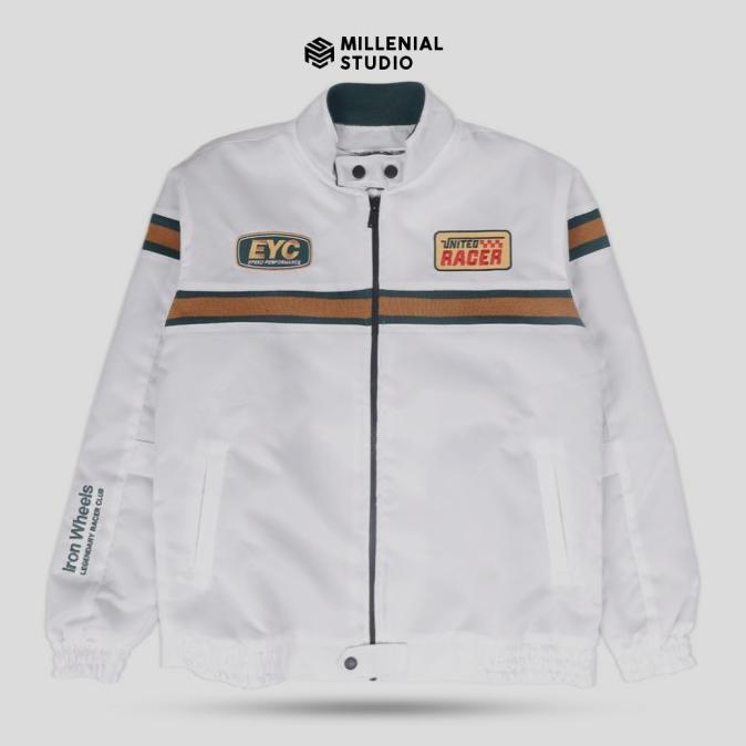 Racing Jacket Speed Wheel White Bordir Original Jaket Riding Sunmori