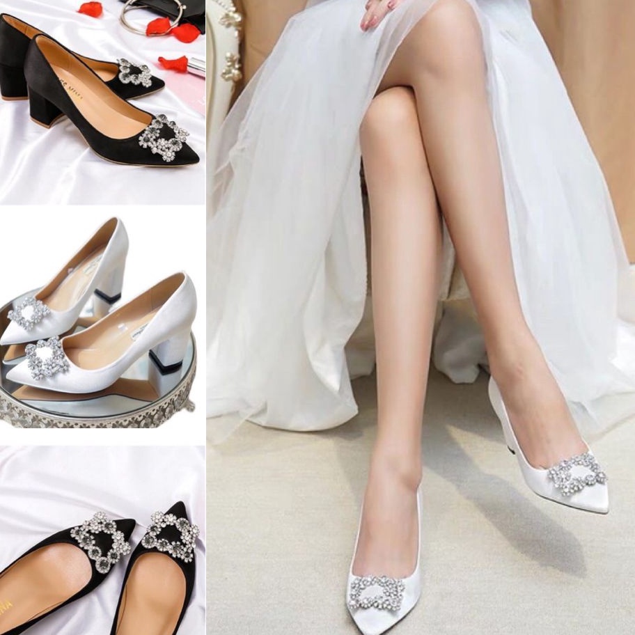 (F♪AV☎) SEPATU WANITA PANTOFEL DIAMOND HIGH HEELS KOTAK TAHU IP25 SEPATU PESTA KERJA KANTOR FORMAL K