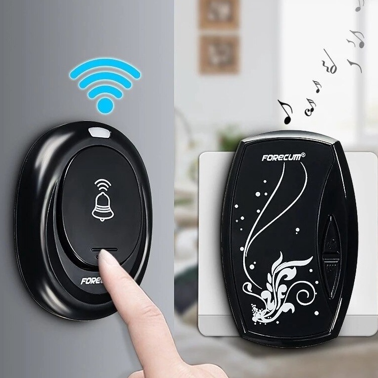 Ready Bel Rumah Kantor Alarm Wireless Tanpa Kabel Waterproof EU Plug dan LED Indikator - Bell rumah 