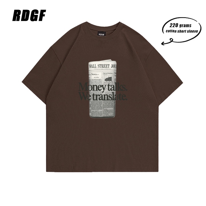 RDGF Oversized Men's T-Shirts Kaos koran T-shirt hitam versi AS Hitam/A0907