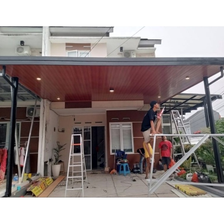 Buruan Beli`kanopi baja ringan atap alderon rs plafon pvc+talang air Lisfalng keling2 all in