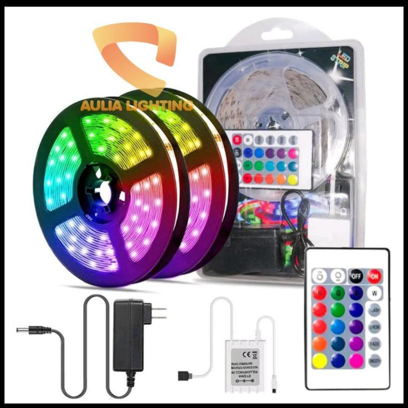 FREE ONGKIR PAKET LAMPU LED STRIP RGB 5M 10M WARNA WARNI DISCO HIAS NATAL WARNA WARNI KAMR TIDUR TIK