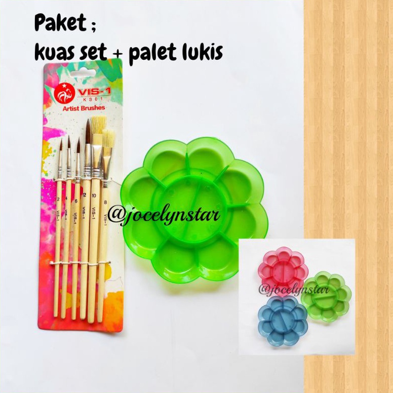 

85 PAKET Melukis ( palet dan kuas 1 set), kuas lukis dan palet lukis Ready Stock ー