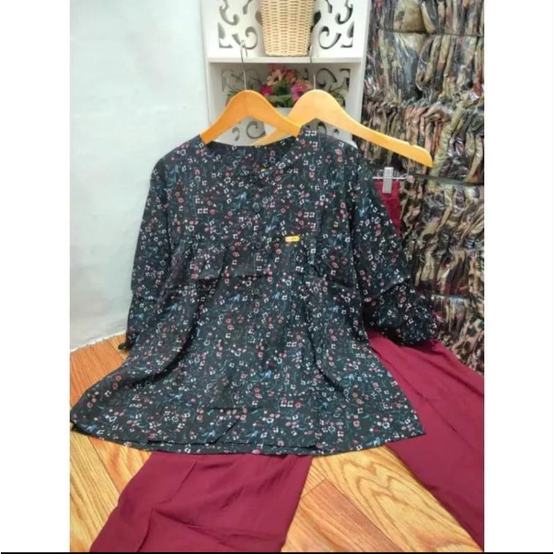 One set rayon jumbo setelan baju dan celana stelan wanita terbaru ootd wanita hijab