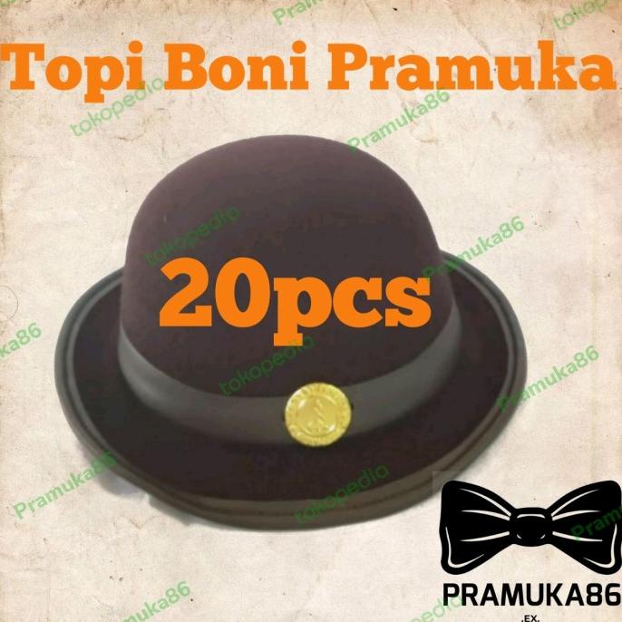 (20Pcs) Grosir Topi Boni Cewe Laken Pramuka - Topi Boni Perempuan