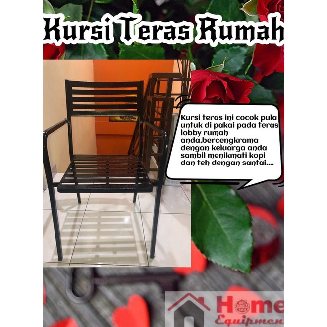 Khusus Ojol  Kursi Teras/Kursi Cafe Holo Besi Kotak Cat Coating