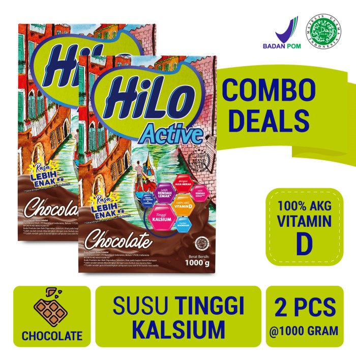 

Twin Pack: HiLo Active Chocolate 1000gr - Susu Tinggi Kalsium